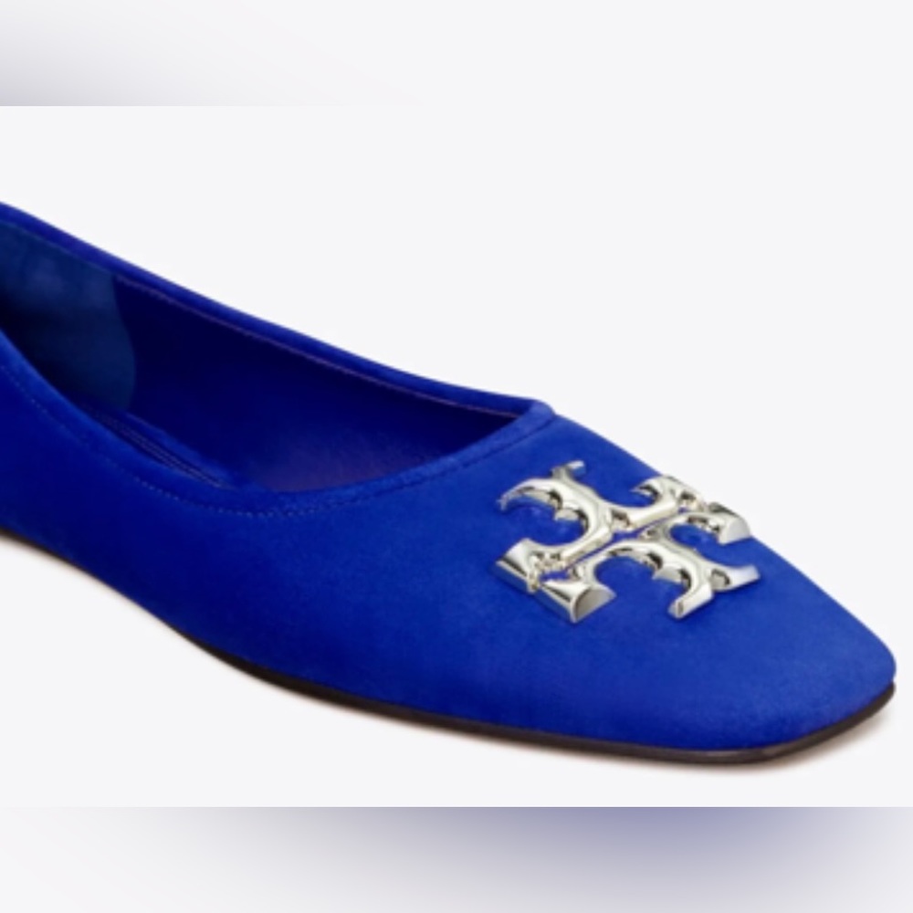 NWOB Tory Burch Amore Eleanor Cobalt Blue Suede Leather Ballet Flats